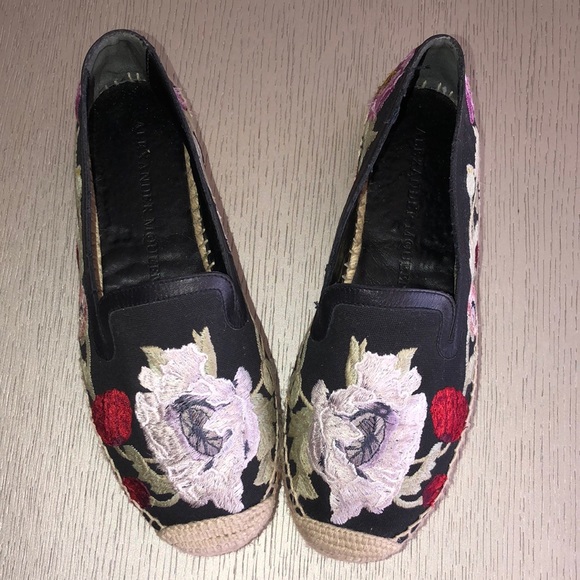 ALEXANDER MCQUEEN embroidered espadrilles floral Size 7 - Picture 2 of 12